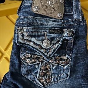 Miss Me Signature Bootcut Jeans Flap Sequin Cross Pocket Size 26/34